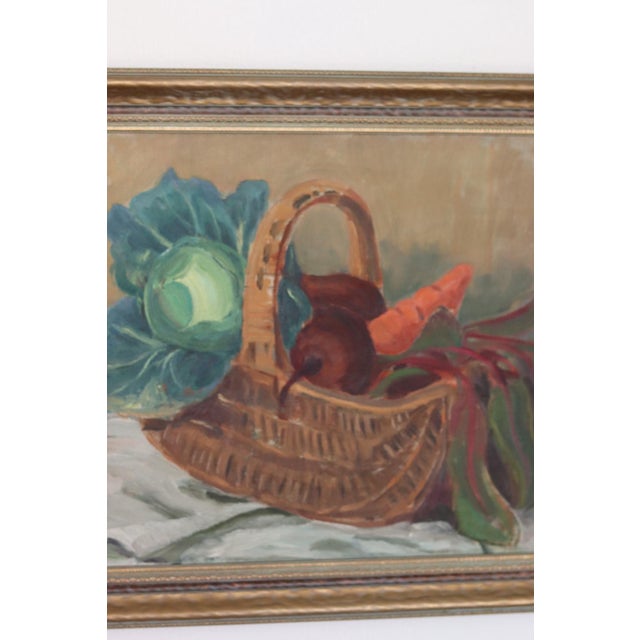Mid-Century Modern G Wald, Vegetable Basket, 1950s, Oil on Canvas, Framed For Sale - Image 3 of 18