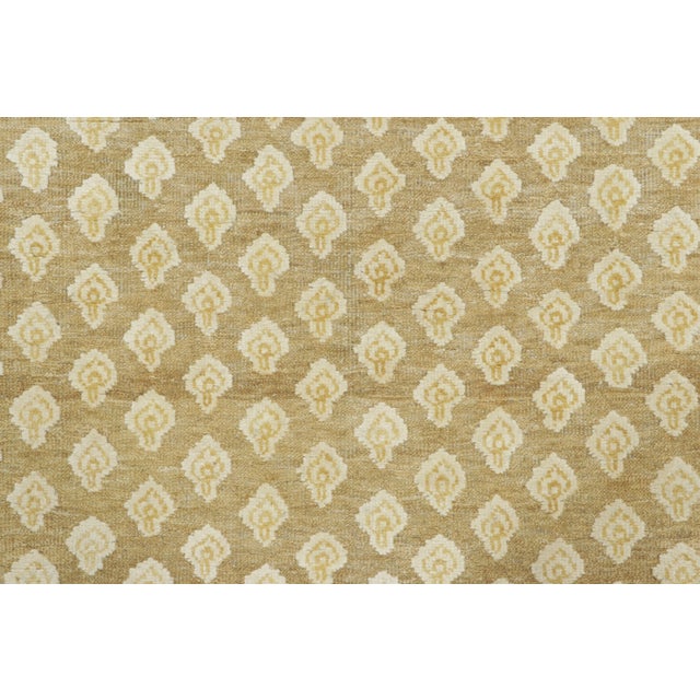 Rug & Kilim Contemporary Block Print Geometric Natural Silk Runner by Rug & Kilim, India For Sale - Image 4 of 8