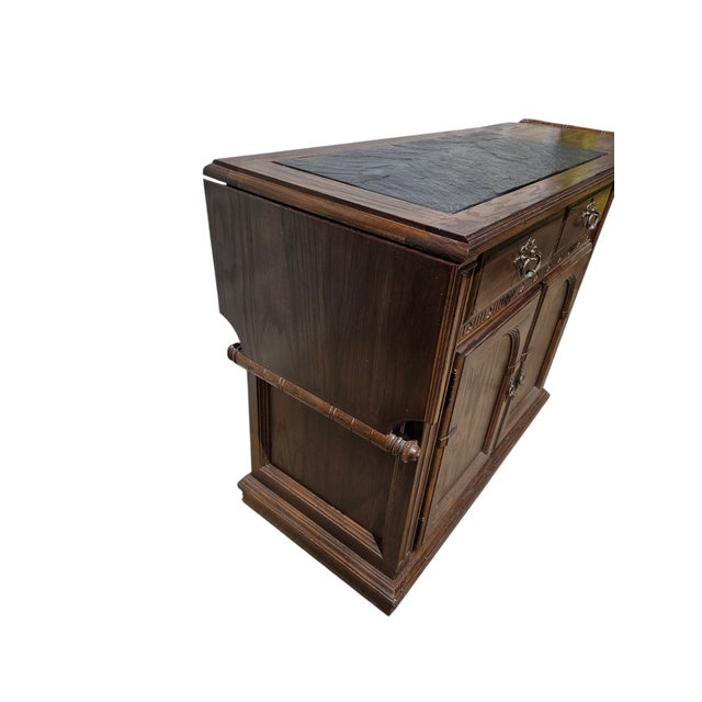 Ethan Allan Charter Oak Jacobean Sideboard Bar Console Server Liquor Cabinet For Sale - Image 12 of 18