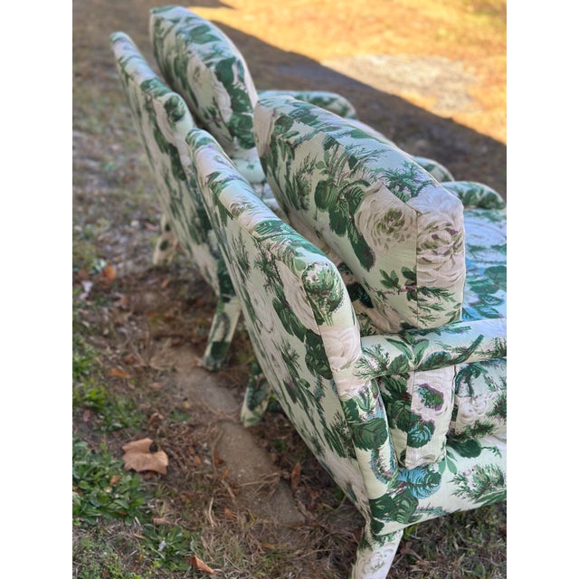 1960s Vintage Parsons Chairs Reupholstered in Schumacher Floral Fabric For Sale - Image 5 of 11