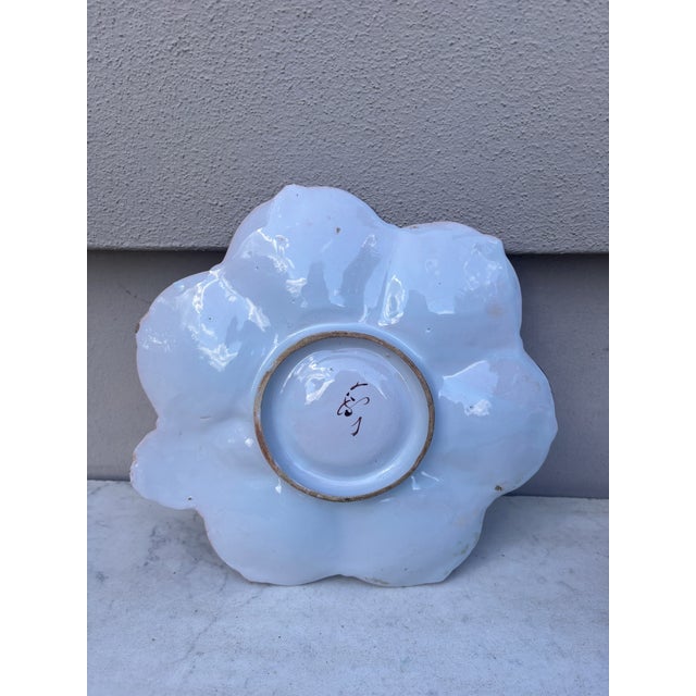 French Faience Oyster Plate Saint Clement, Circa 1890 For Sale - Image 4 of 4