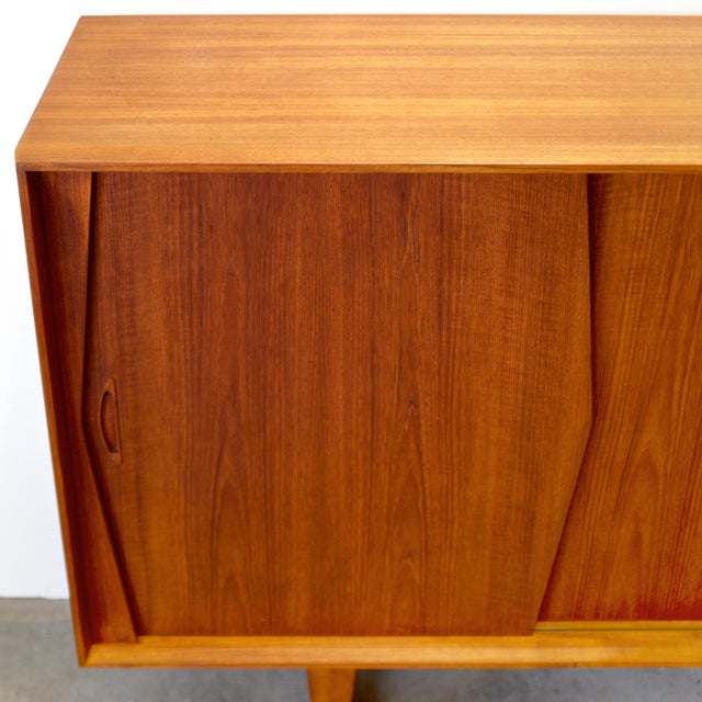 Kurt Østervig Teak Tall Sideboard / Highboard With Illuminated Bar Cabinet For Sale - Image 11 of 14