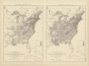 Antique Chart of the US Population by Walker, 1874