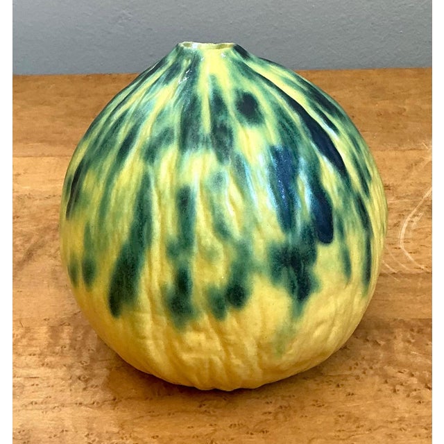 Vintage Yellow and Green Ceramic Gourd For Sale - Image 4 of 14