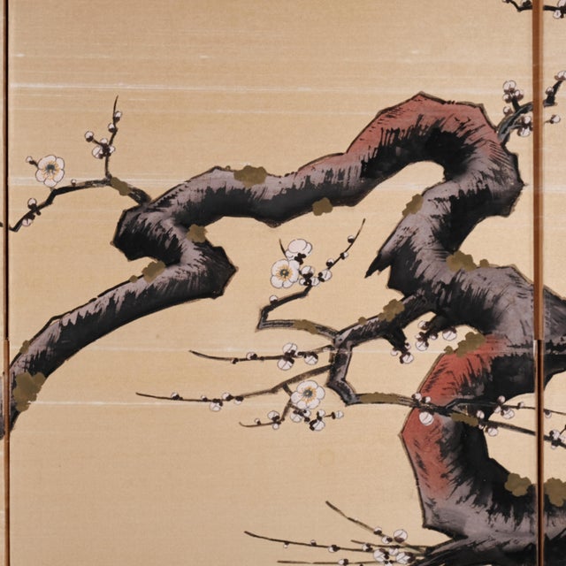 Mid-20th Century Byobu Very Good + Front & Good + Back with a sizeable stain on the backside right panel along with a...