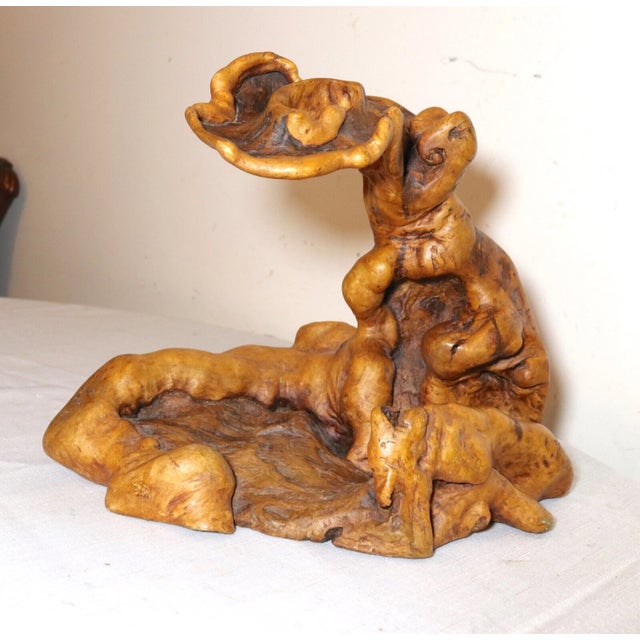 Up for sale is a very rare antique Chinese natural burl root wooden formation stand. This natural piece of burl wood has...