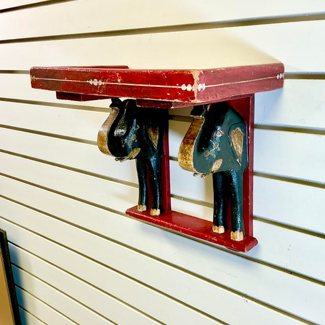1920s Antique Chinoiserie Boho Chic Elephant Wall Mounted Shelf. For Sale - Image 13 of 17