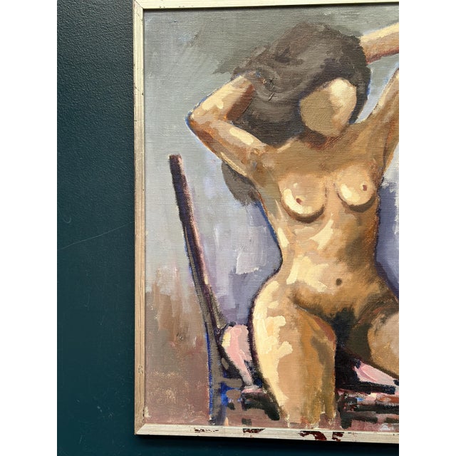 Sven Erik Lund, Model on Chair, Nude, 1950s, Oil on Canvas, Framed For Sale - Image 15 of 18