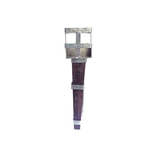 Vintage Wood And Polished Steel Wall Candle Sconce For Sale