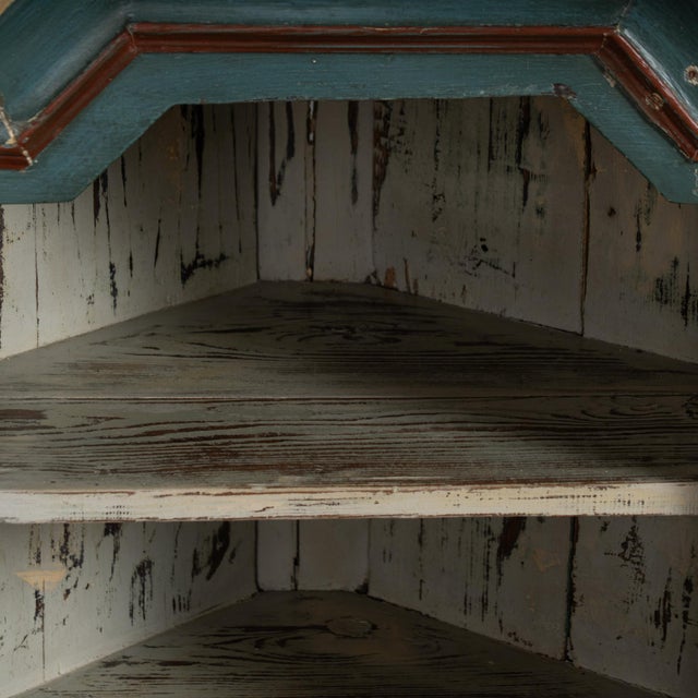 Original Painted Swedish Hanging Corner Cabinet, Dated 1784 For Sale - Image 6 of 9
