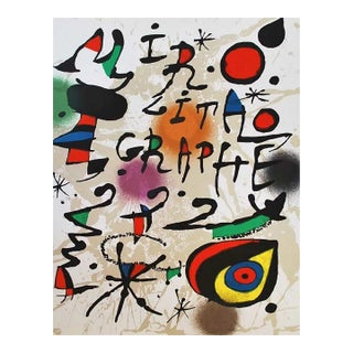 Joan Miro Original Lithograph V3-C Mourlot 1977 For Sale