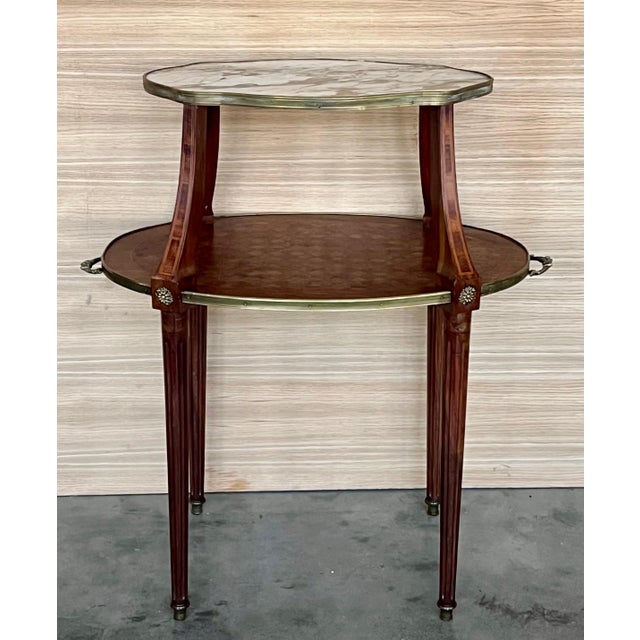 Brown Late 19th Century French Two-Tier Mahogany Dessert Stand Manner of Louis XVI For Sale - Image 8 of 17