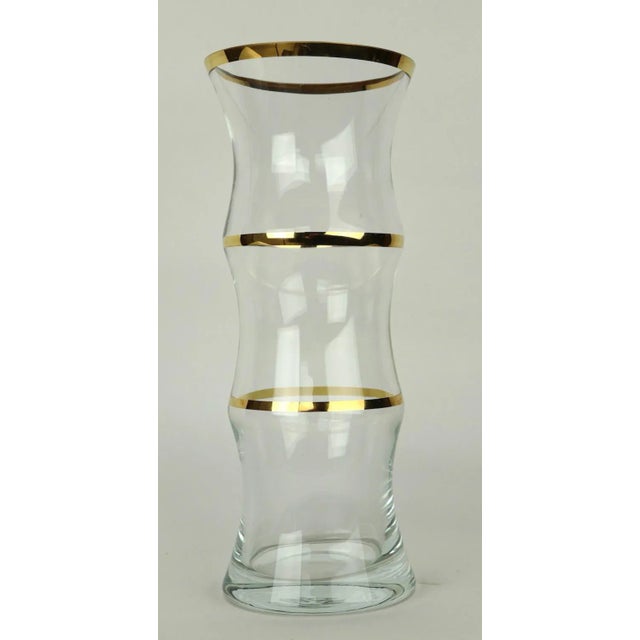 1960s 1960s Chic Faux Bamboo Glass Vase With Gold Trim For Sale - Image 5 of 9