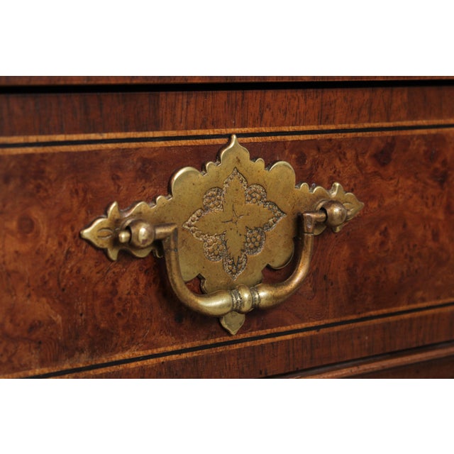 Pair Baker George III Burl Walnut Bachelor Chests For Sale - Image 15 of 17