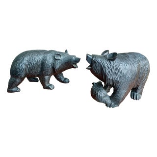 French Black Forest Carved Bear Figures, 1940s, Set of 2 For Sale