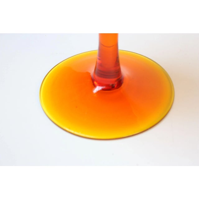 Red Mid Century Amberina Italian Art Glass 'Faux Bamboo' Vase For Sale - Image 8 of 10