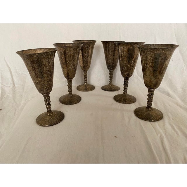Metal Vintage f.b. Rogers Silver Co. Silverplate Drinking Goblets- Set of 6 For Sale - Image 7 of 7
