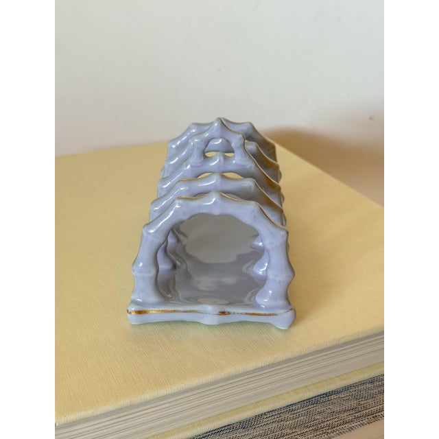 Lavender Antique French Limoges Lavender Blue Ceramic Toast Rack / Letter Holder For Sale - Image 8 of 14