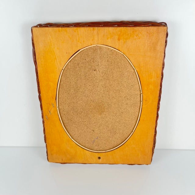 Small Woven Wicker Mirror, 1960s For Sale - Image 6 of 9