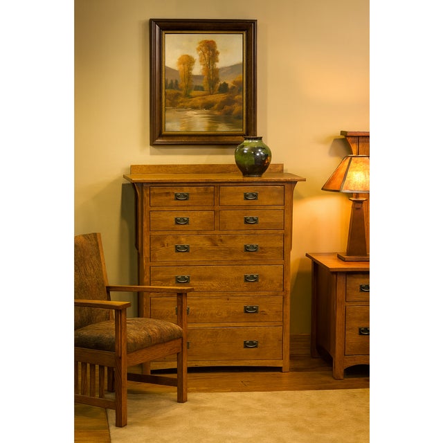 Mission Quarter Sawn Oak 8 Drawer Dresser - Walnut For Sale In Chicago - Image 6 of 11