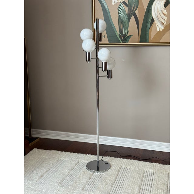 Mid 20th Century Vintage 1970s Mid-Century Modern Sonneman “Waterfall” Cascading Globe Floor Lamp in Chrome For Sale - Image 5 of 12
