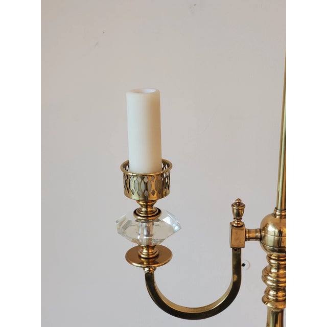 20th Century Brass 2 Light Table Lamp With Shade For Sale In New York - Image 6 of 8