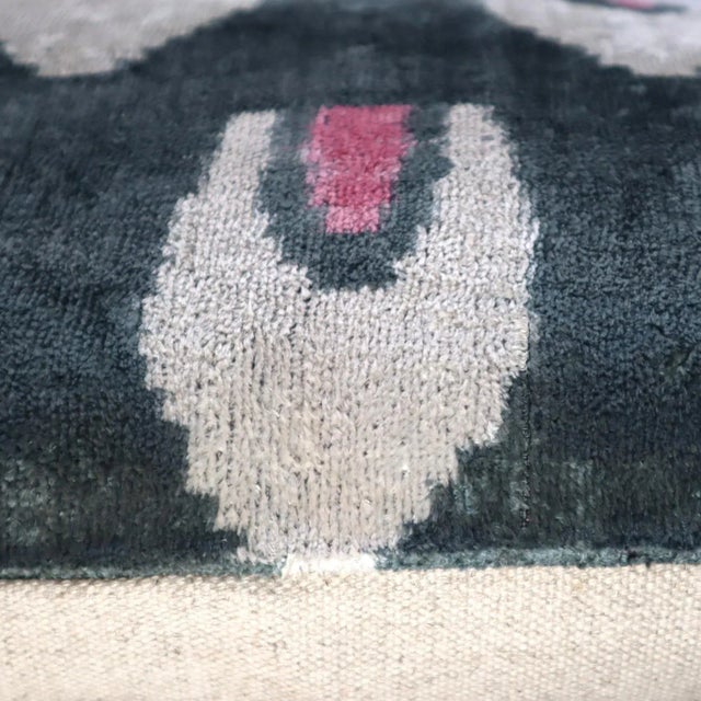 Gray Contemporary Pink Gray Velvet Throw Pillow & Down Insert For Sale - Image 8 of 11