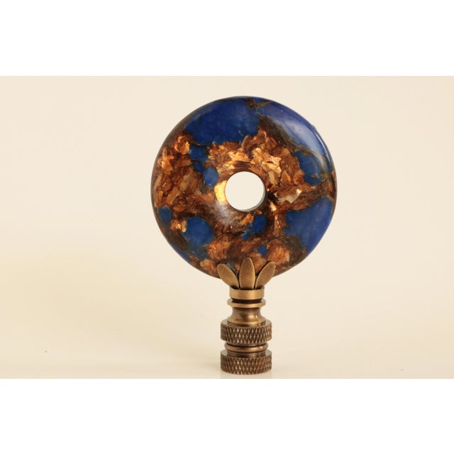 Lapis Lazuli & Bronzite Lamp Finials - a Pair For Sale - Image 4 of 5