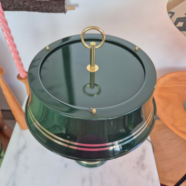 Forest Green Green Brass Bankers Typ 72 Table Lamp from Nya Öia, Sweden, 1960s For Sale - Image 8 of 12