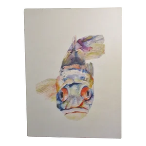 1990s Asian Inspired Artist Signed Acrylic Painting of a Multi-Color Fish Koi