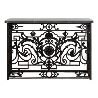 Neoclassical Wrought Iron Console With Belgian Bluestone For Sale