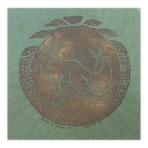 1981 Diane Platt Deer Woodcut