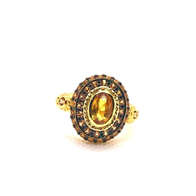 Bochic "Orient" Vintage Fancy Yellow Sapphire Ring Set In 18K Gold & Silver For Sale - Image 17 of 18
