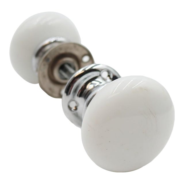 Antique Milk Glass Chrome Passage Door Knob Set For Sale