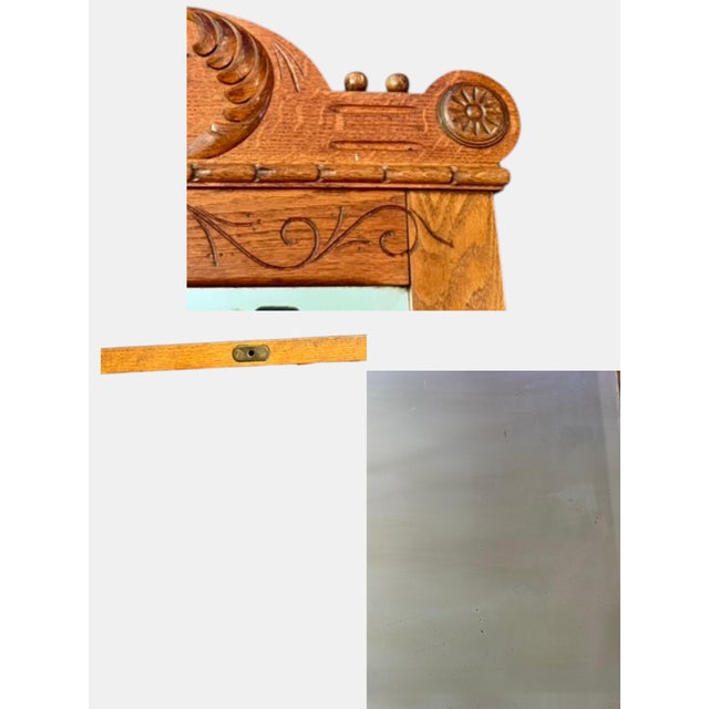 Antique Eastlake Oak Wall Mirror-Carved Crest-1890s-Victorian Hall-Vintage-Entry For Sale - Image 11 of 11