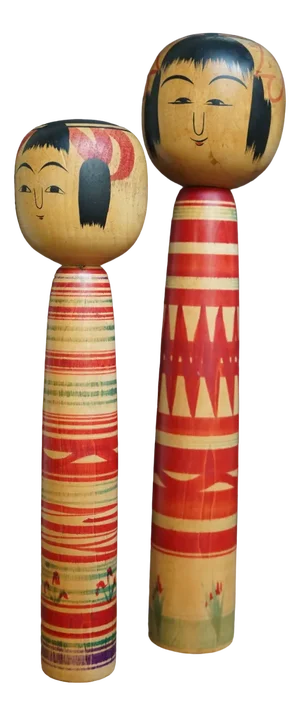 Vintage Traditional Tsuchiyu Kokeshi by Imaizumi Genji and Watanabe Sadami, Japan, 1960s, Set of 2