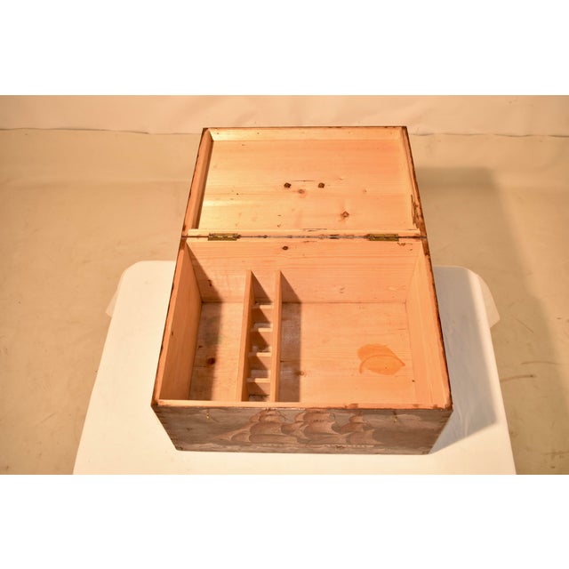 Wood !9th Century Pine Box With Hand-Painted Decoration For Sale - Image 7 of 12