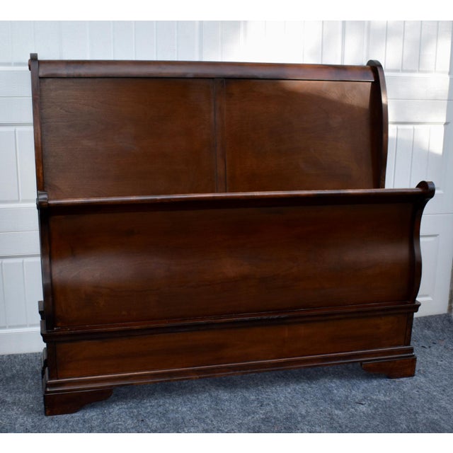 Cherry Wood Sleigh Bed Louis Philippe Style Frame Full Size For Sale In Philadelphia - Image 6 of 16