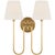 Chapman & Myers for Visual Comfort Signature Polaris 17" Double Sconce in Antique-Burnished Brass with Linen Shades For Sale