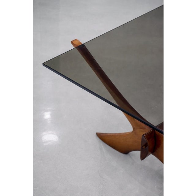 Mid-Century Scandinavian Modern Glass and Walnut Condor Coffee Table by Fredrik Schriever-Abeln for Örebro Glass, 1960s For Sale - Image 6 of 17