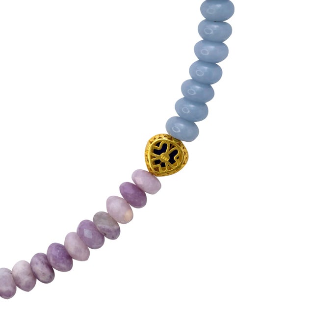 Kunzite Angelite Lapis Half Moon Necklace -by Bombyx House For Sale In New York - Image 6 of 10
