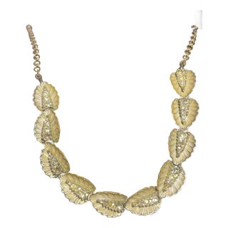 1950s Articulated Leaf Shape Choker Necklace Marked, BSK For Sale