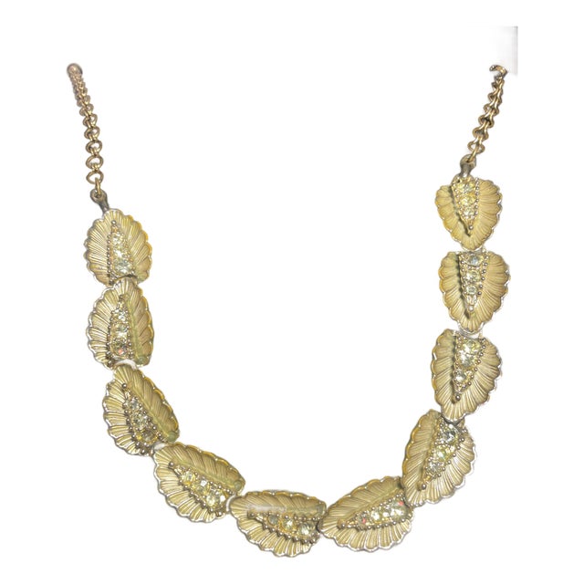 1950s Articulated Leaf Shape Choker Necklace Marked, BSK For Sale