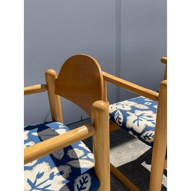 Mid-Century Modern Set of 4 1970s Attributed to Hank Lowenstein Padova Upholstered Arm Chairs For Sale - Image 3 of 9