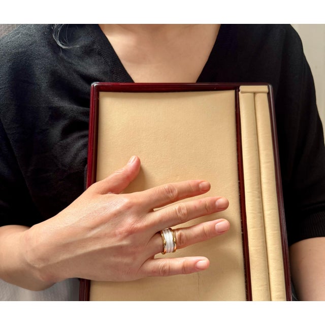 Metal Bulgari B Zero Wide Four- Band , 18 Karat Rose Gold Loops White Eternity Band For Sale - Image 7 of 18