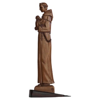 Art Deco Distinct Hand Carved Sculpture of Religious Man, 1920s For Sale