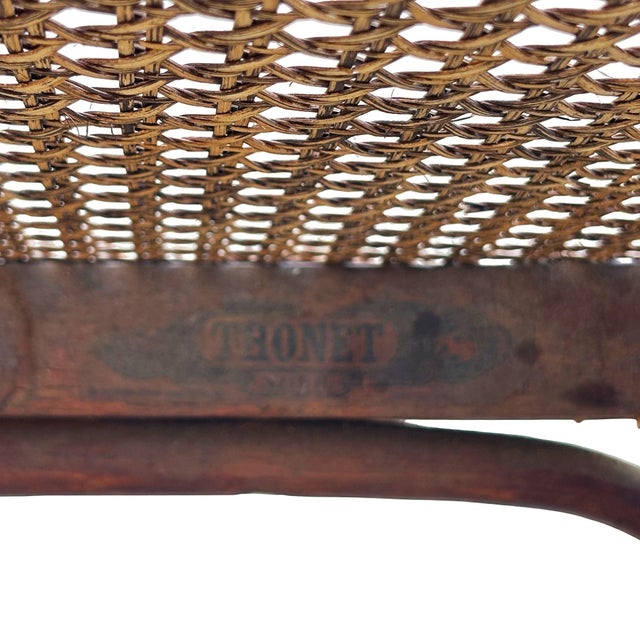 Mid-Century Portuguese Bent Oak & Caine Scrolling Rocking Chair No. 5585 For Sale - Image 10 of 11