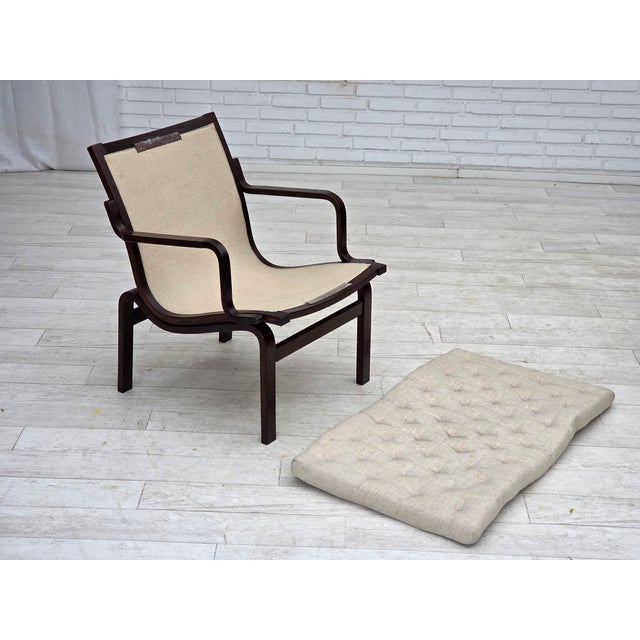 Vintage Scandinavian Chair in Furniture Wool and Dark Beech Wood, 1970s For Sale - Image 18 of 18