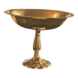 Mid Century Modern Pedestal Solid Brass Compote For Sale