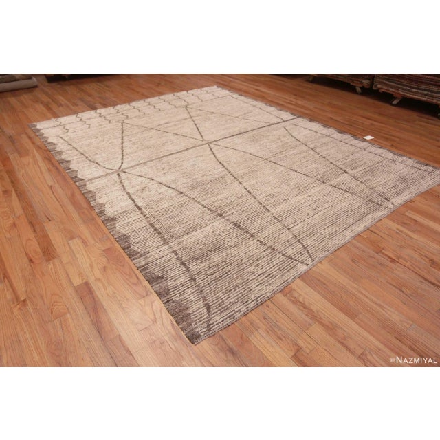 Phenomenal Neutral Cream Brown Color Tribal Design Modern Area Rug, Country of origin: Central Asia, Circa date: Modern...